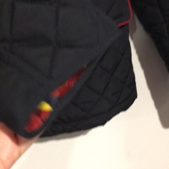 Talbots Petite Quilted black jacket w/ red piping full zip satin lined Sz Large - Picture 4 of 8